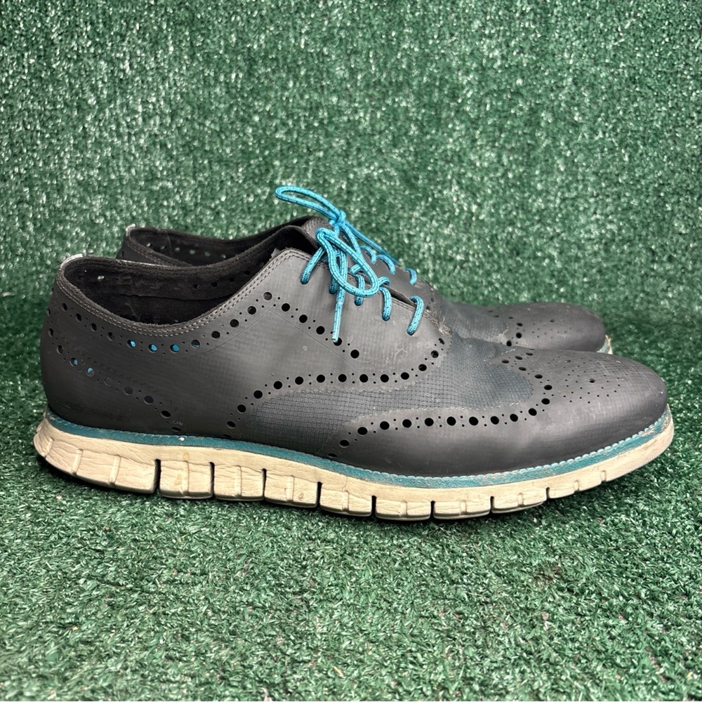 Cole Haan Zerogrand C14015 Wingtip Laser Oxford Shoes Navy Blue Mens Size 13